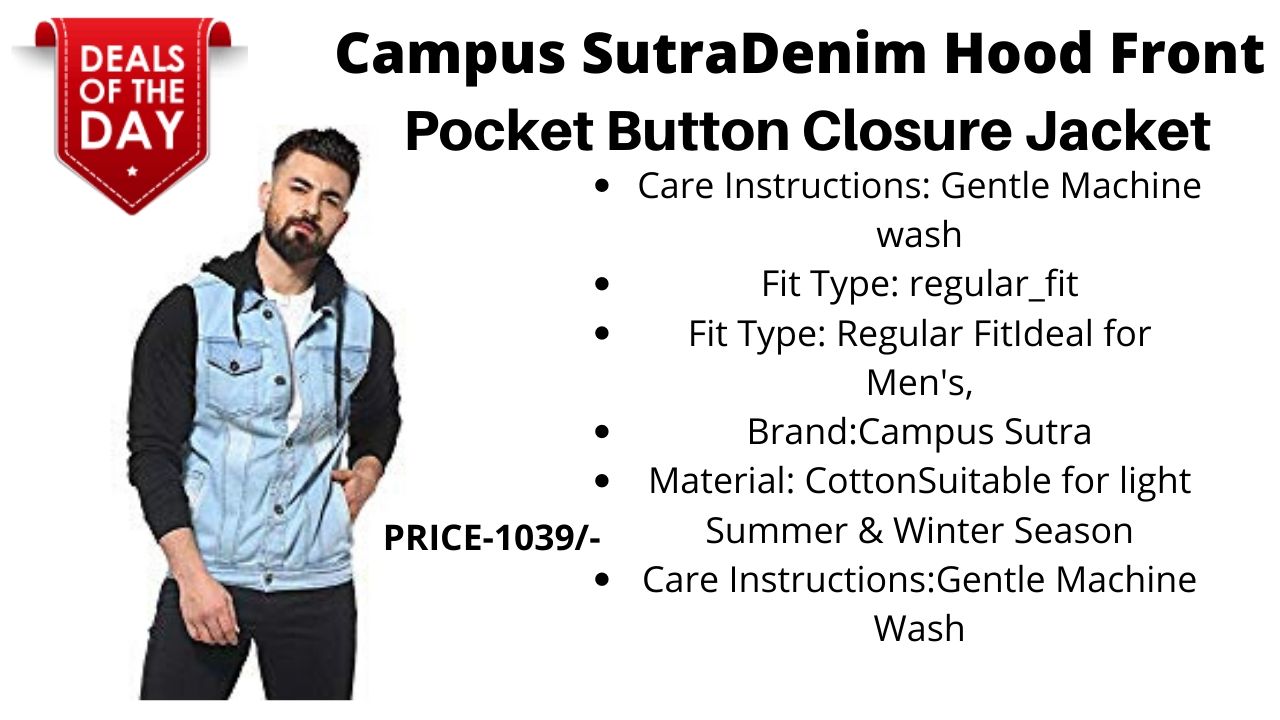 Campus Sutra Mens Denim Cotton Sleeve Patched Casual Jacket Black Small