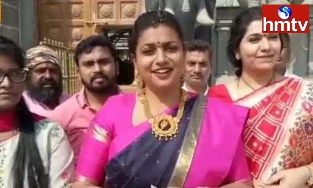Roja Visits Yadadri Temple