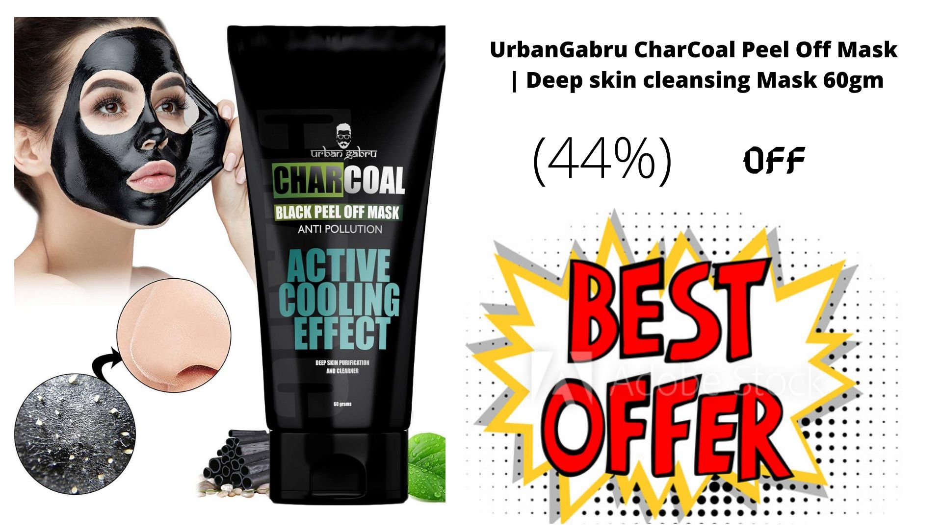 UrbanGabru CharCoal Peel Off Mask | Deep skin cleansing Mask 60gm